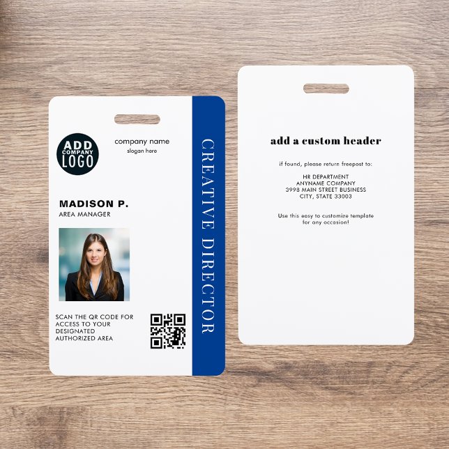 Tarjeta De Identificación Personalizado de empresa Código QR Foto ID de empl (Company Custom QR Code Photo Employee ID Badge)