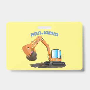 Tarjeta De Identificación Personalizado de excavadora de naranja cúpula