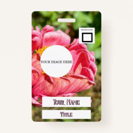 Tarjeta De Identificación Personalizado de flores rosadas Zinnia Nombre del 