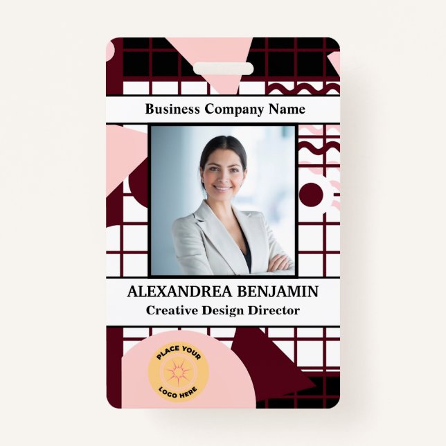 Tarjeta De Identificación PERSONALIZADO de fotografía de empleado con tarjet (Anverso)