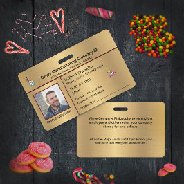 Tarjeta De Identificación PERSONALIZADO de fotografía de oro de empleado de