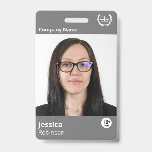 Tarjeta De Identificación Personalizado de impresión gris moderno Empleado