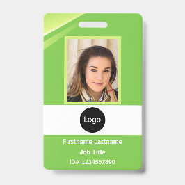 Tarjeta De Identificación personalizado de la empresa verde Foto, logotipo, 