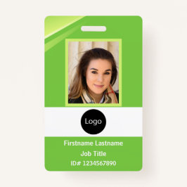 Tarjeta De Identificación personalizado de la empresa verde Foto, logotipo, 