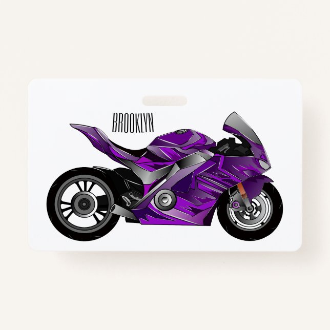 Tarjeta De Identificación Personalizado de motocicleta Purple (Anverso)