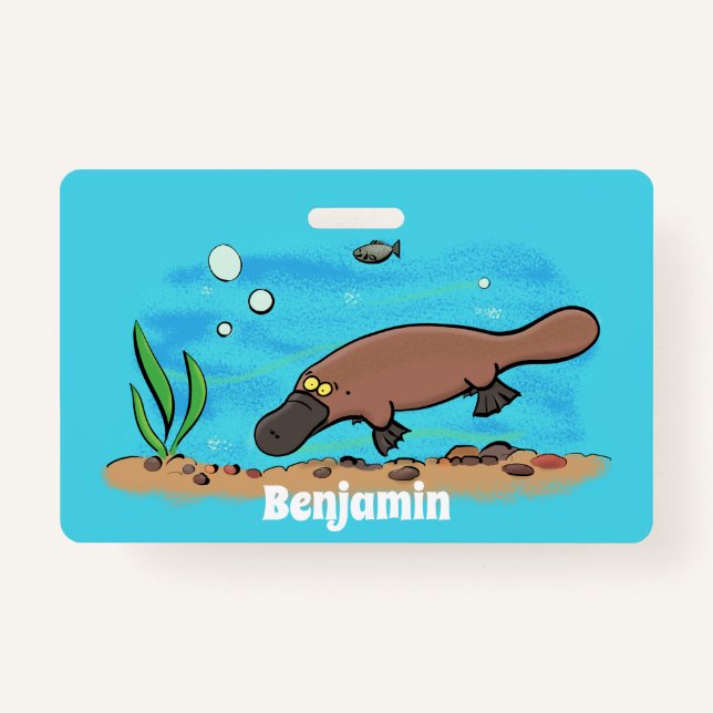 Tarjeta De Identificación Personalizado de natación de Platypus Cute (Anverso)