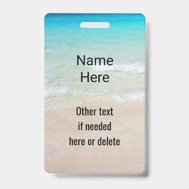 Tarjeta De Identificación Personalizado de Ocean Water Beach (Parte frontal)