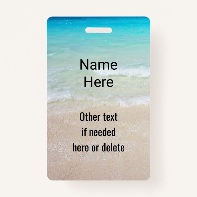 Tarjeta De Identificación Personalizado de Ocean Water Beach (Anverso)