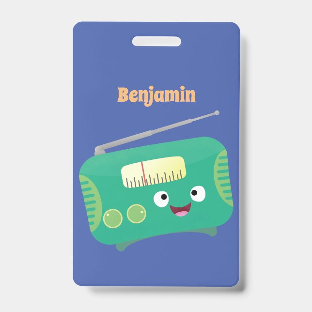 Tarjeta De Identificación Personalizado de radio retro alegre y gracioso (Parte frontal)