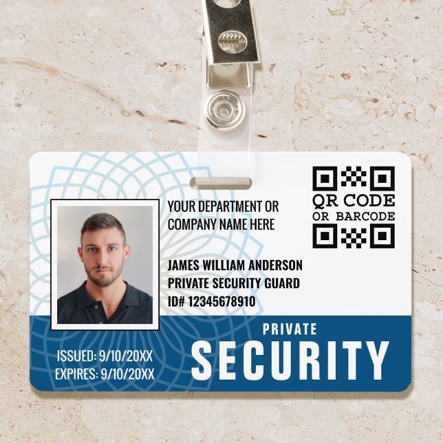 Tarjeta De Identificación Personalizado de Seguridad Privada ID Foto Azul (Subido por el creador)