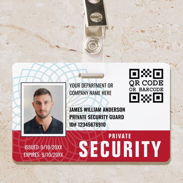 Tarjeta De Identificación Personalizado de Seguridad Privada ID Foto Red (Subido por el creador)