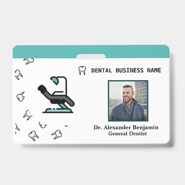 Tarjeta De Identificación Personalizado del logotipo de Dentista de fotograf (Parte frontal)