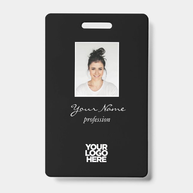 Tarjeta De Identificación Personalizado Elegant Employee Photo, BarCode, Log (Parte frontal)