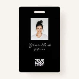 Tarjeta De Identificación Personalizado Elegant Employee Photo, BarCode, Log