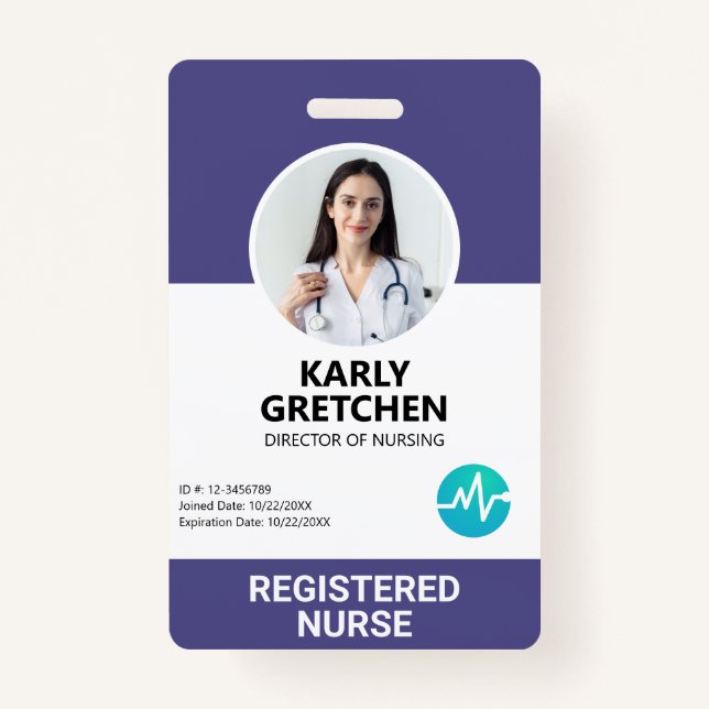 Tarjeta De Identificación Personalizado empleado de hospital moderno foto ID (Anverso)