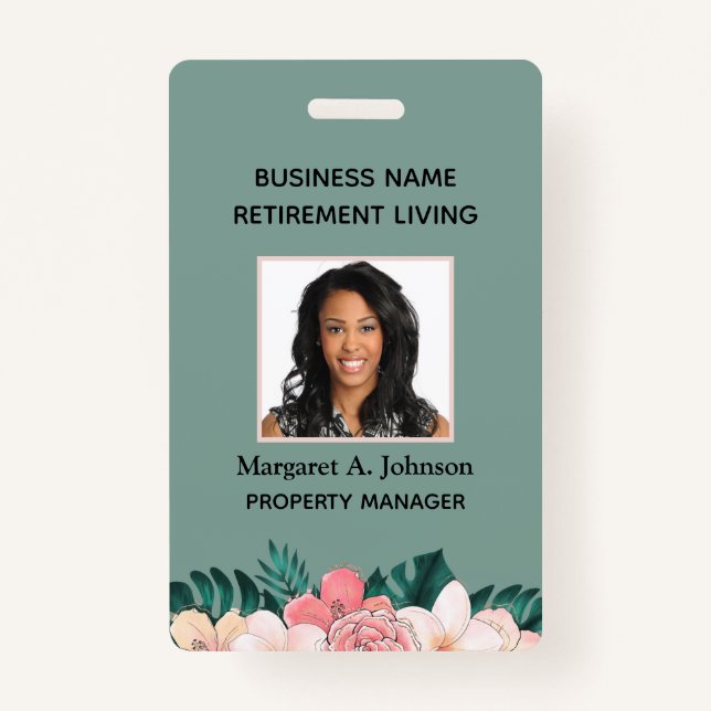 Tarjeta De Identificación Personalizado Empleado Foto ID Compañía Verde (Anverso)