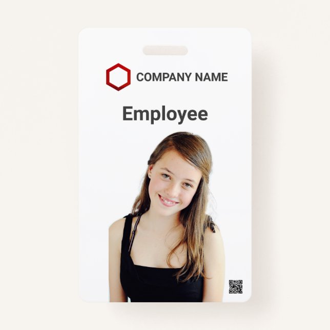 Tarjeta De Identificación Personalizado Empleado Foto Logo Bar Código de bar (Anverso)