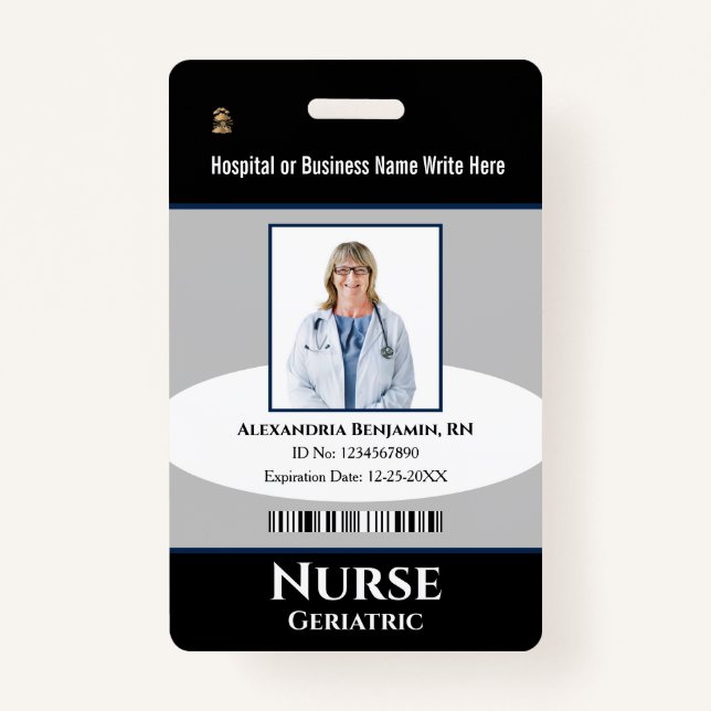 Tarjeta De Identificación Personalizado Empleado Foto Logo Bar Código de bar (Anverso)