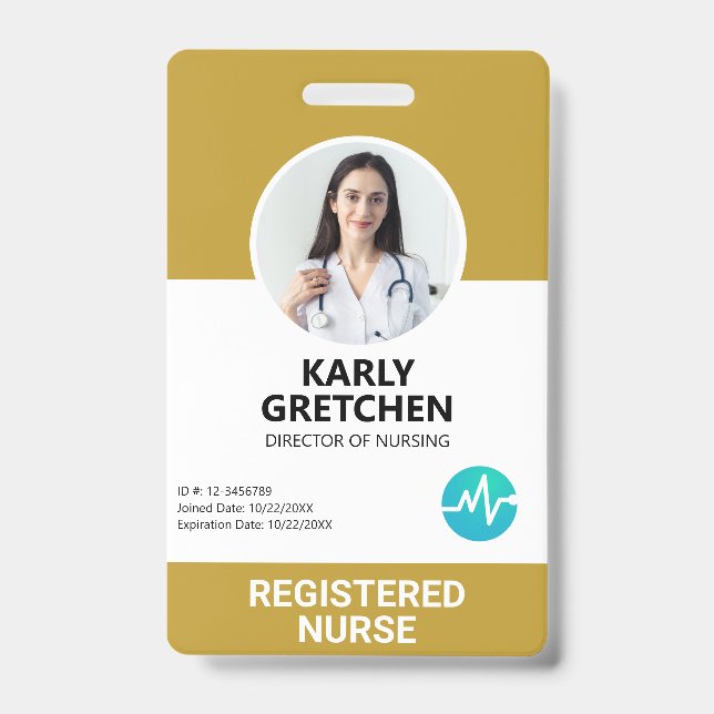 Tarjeta De Identificación Personalizado empleado hospitalario moderno foto I (Parte frontal)