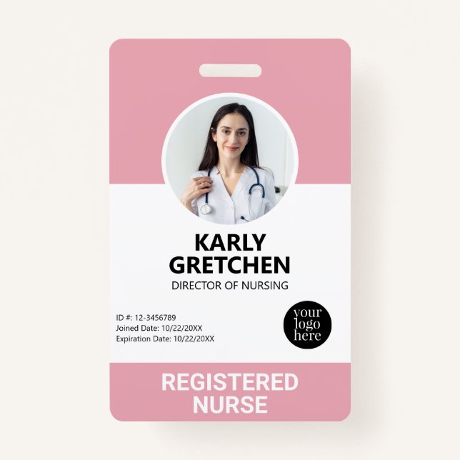 Tarjeta De Identificación Personalizado empleado hospitalario moderno foto I (Anverso)