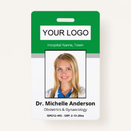 Tarjeta De Identificación Personalizado Empleado Médica Verde Foto Identidad
