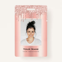 Personalizado Empleado Purpurina Drips Rosa Nombre