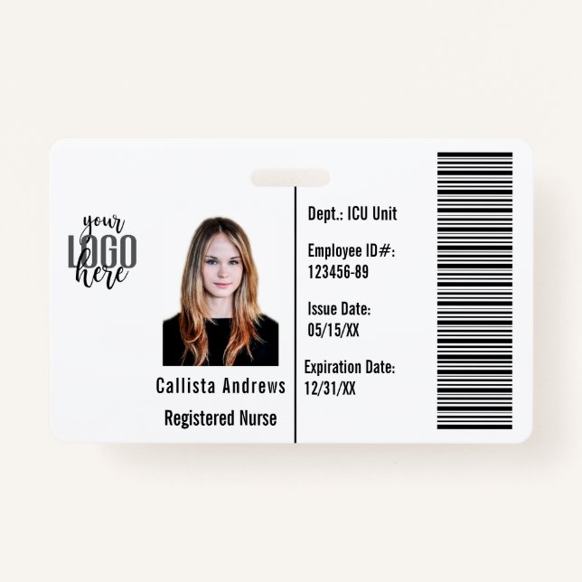 Tarjeta De Identificación Personalizado Empresa Empleado Nombre fotográfico  (Anverso)