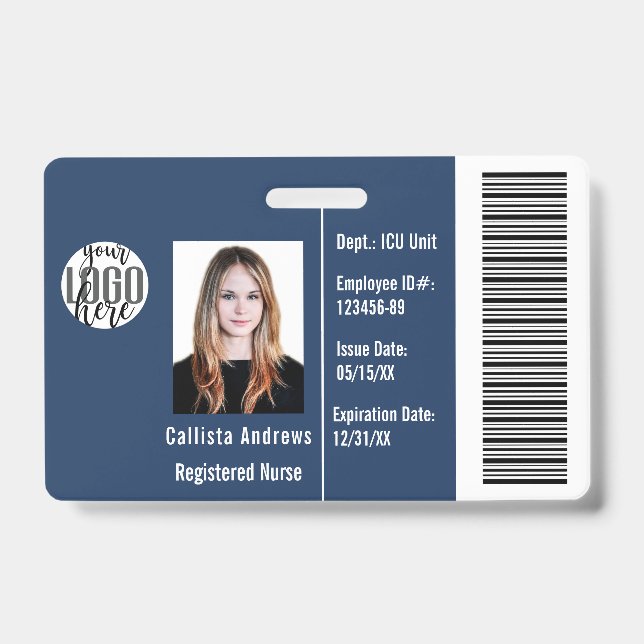 Tarjeta De Identificación Personalizado Empresa Empleado Nombre fotográfico  (Parte frontal)