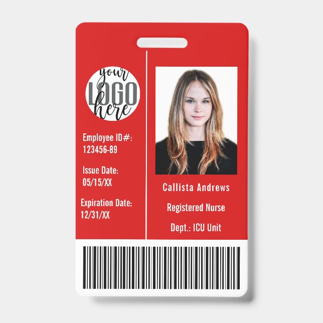 Tarjeta De Identificación Personalizado Empresa Empleado Nombre fotográfico  (Parte frontal)