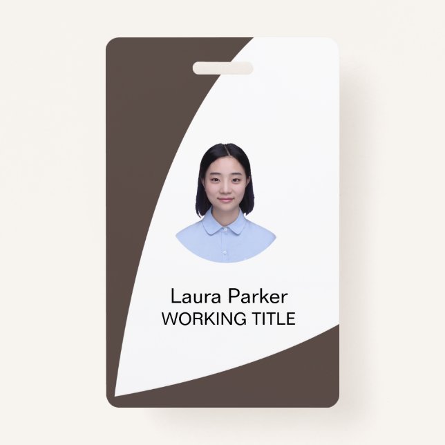 Tarjeta De Identificación Personalizado Empresario Foto Tex Chocolate Brown (Anverso)