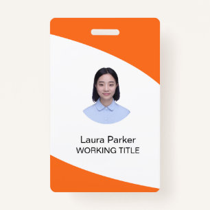 Tarjeta De Identificación Personalizado Empresario Naranja de texto fotográf