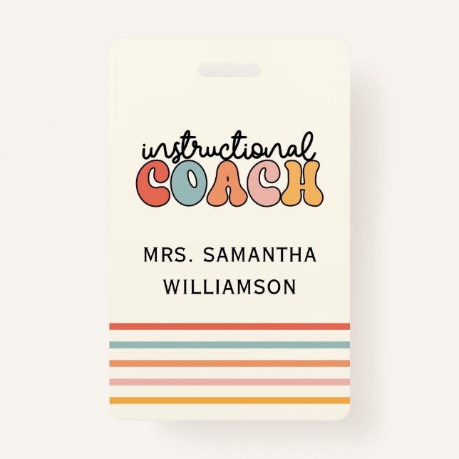 Tarjeta De Identificación Personalizado Entrenador de Educación Retro (Anverso)