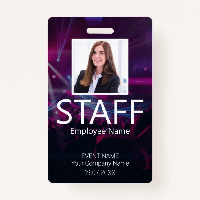 Tarjeta De Identificación Personalizado Evento Personal Código de barras Pur (Anverso)