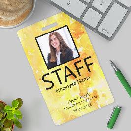 Tarjeta De Identificación Personalizado Evento Personal Insignia Amarilla