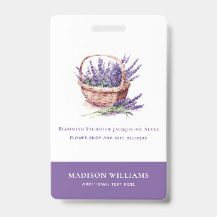 Tarjeta De Identificación Personalizado Florist Business Watercolor Lavender
