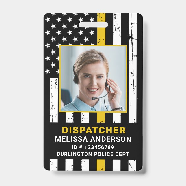 Tarjeta De Identificación Personalizado Foto Departamento de Policía 911 Dis (Parte frontal)