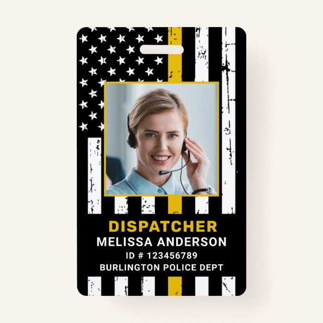 Tarjeta De Identificación Personalizado Foto Departamento de Policía 911 Dis (Anverso)