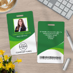 Tarjeta De Identificación Personalizado foto etiquetas de nombre de empleado<br><div class="desc">Foto de personalizado etiquetas de nombre de empleado de la empresa Green Badge</div>