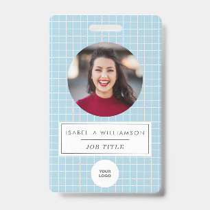 Tarjeta De Identificación Personalizado Foto profesional azul moderno creati