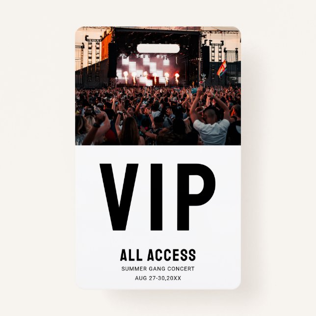 Tarjeta De Identificación Personalizado Foto VIP Concierto de pase de acceso (Anverso)