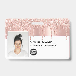 Tarjeta De Identificación Personalizado Glam Foto de empleado, código de bar