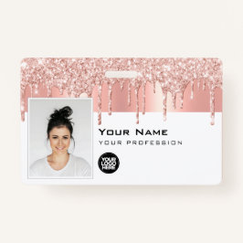 Tarjeta De Identificación Personalizado Glam Foto de empleado, código de bar