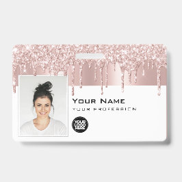 Tarjeta De Identificación Personalizado Glam Foto de empleado, código de bar