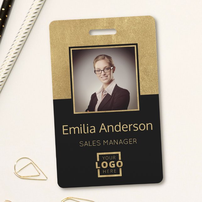 Tarjeta De Identificación Personalizado Gold Business Logo Código de barras  (Subido por el creador)