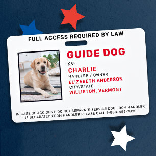 Tarjeta De Identificación Personalizado Guía del Servicio de Perros Insignia