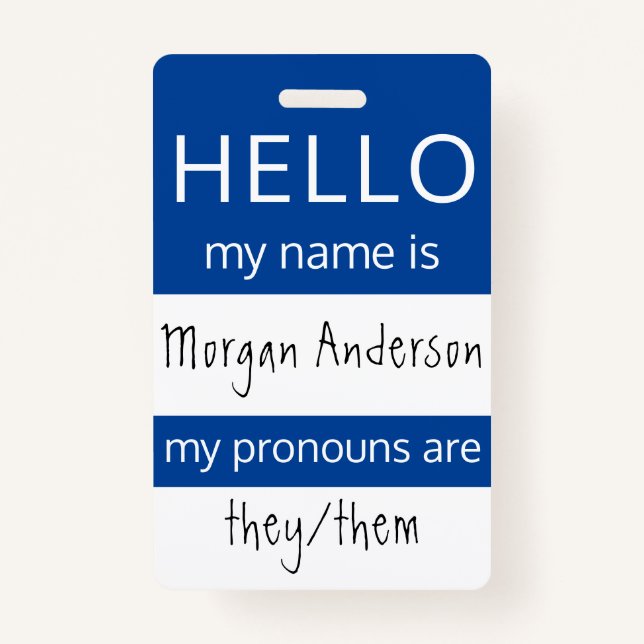 Tarjeta De Identificación Personalizado HELLO Mi Nombre Pronouns Es Identifi (Anverso)