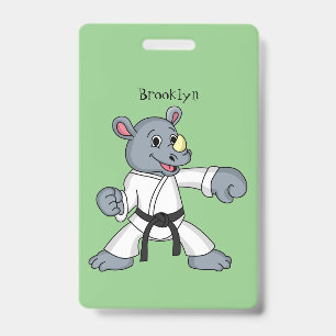 Tarjeta De Identificación Personalizado lindo rhino kung fu personalizado