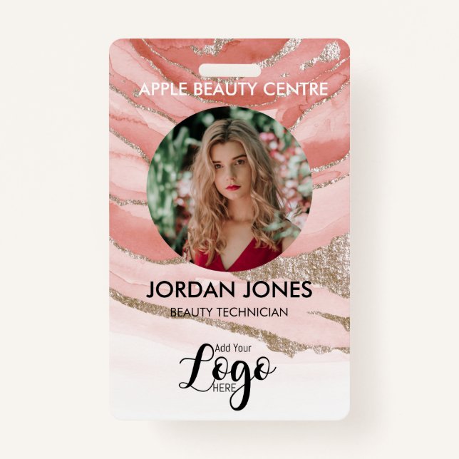 Tarjeta De Identificación personalizado logo personal de negocios Foto purpu (Anverso)