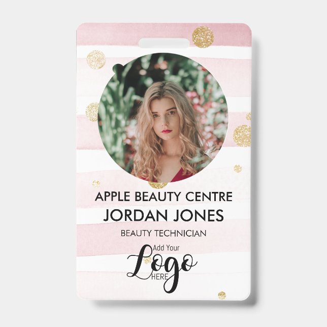 Tarjeta De Identificación personalizado logo personal de negocios Foto purpu (Parte frontal)