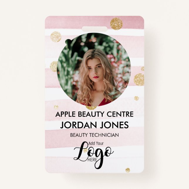 Tarjeta De Identificación personalizado logo personal de negocios Foto purpu (Anverso)